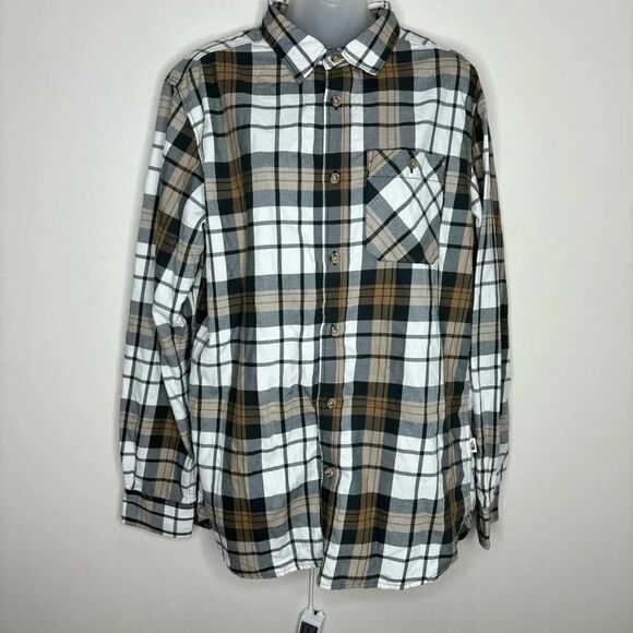 North Face Long Sleeve Casual Button Down Tan Grey White size medium men’s plaid - Picture 1 of 8